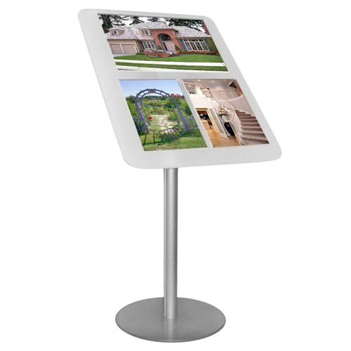 podium stand with estate poster panel showing A3L and A4P holders